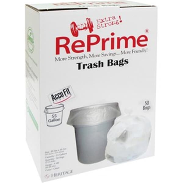 Homecare Products HERH8053TCRC1CT Accufit RePrime Can Liners, 55 gal - 0.9 mil - Clear - HO3750222