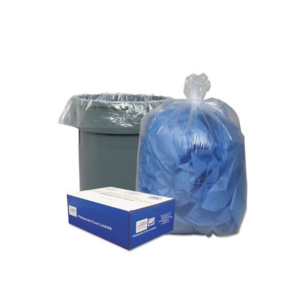 Webster Industries 56 gal Trash Bag, Extra Large, 0.85 mil (22 Micron), Clear, 100 PK - 434722C