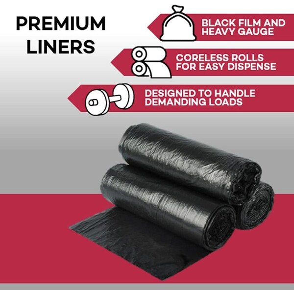 Dealmed 60 gal Trash Bags, 32 in x 58 in, 1.35 Mil, Black - 781155