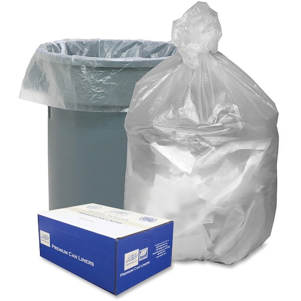 Webster 45 gal Trash Bags, L, 0.31 mil (8 Micron), Natural, 250 PK - WBIHD404812N