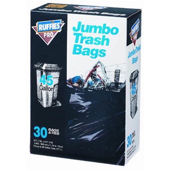 Berry Plastics 45 Gallon Jumbo Trash Bags, 30PK - 618909