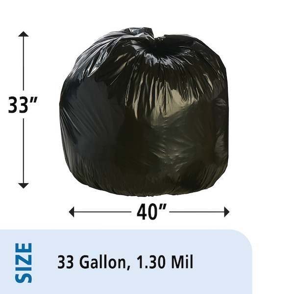 Stout 33 gal Trash Bags, 1.30 mil (33 Micron), Black W/Brown, 100 PK - STOT3340B13