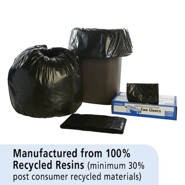 Stout 33 gal Trash Bags, 1.30 mil (33 Micron), Black W/Brown, 100 PK - STOT3340B13