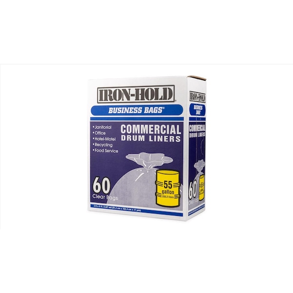 Business Bags Iron-Hold 55 gal No Scent Scent Drum Liners Twist Tie 60 pk 0.67 mil - 618644