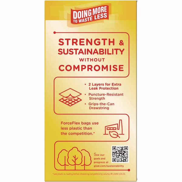 Glad 13 gal Trash Bags, 24 in x 27.38 in, Extra Heavy-Duty, 0.78 mil, White, 240 PK - 78361