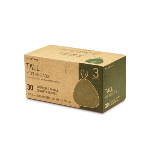 Gizmo Ninestars  10 gal Trash Bag with Drawstring Wastebasket Bags & Leak-Proof, 30PK - GI3661076