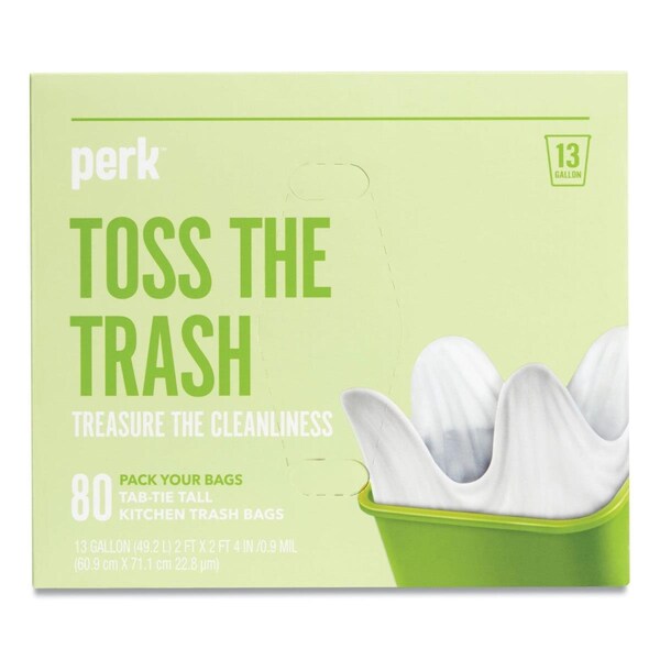 Defenseguard 28 x 24 in. 13 gal Tab-Tie Tall Kitchen Trash Bags, White, 80PK - DE3742851