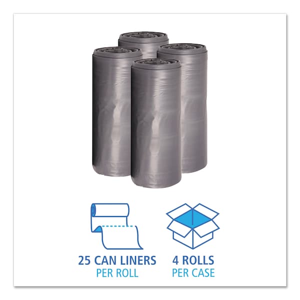 Boardwalk 33 gal Trash Bags, 33 in x 39 in, Super Extra Heavy-Duty, 1.1 mil, Gray, 100 PK - BWK 3339SEH