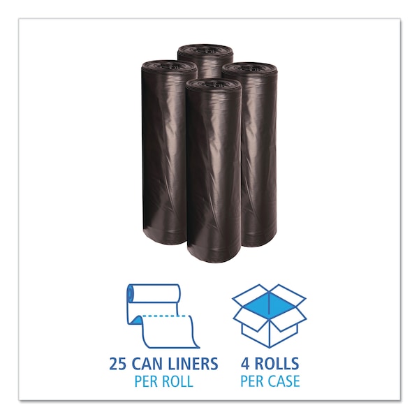 Boardwalk 56 gal Trash Bags, 36 in x 43 in, Super Extra Heavy-Duty, 1.6 Mil, Black, 100 PK - BWK 522