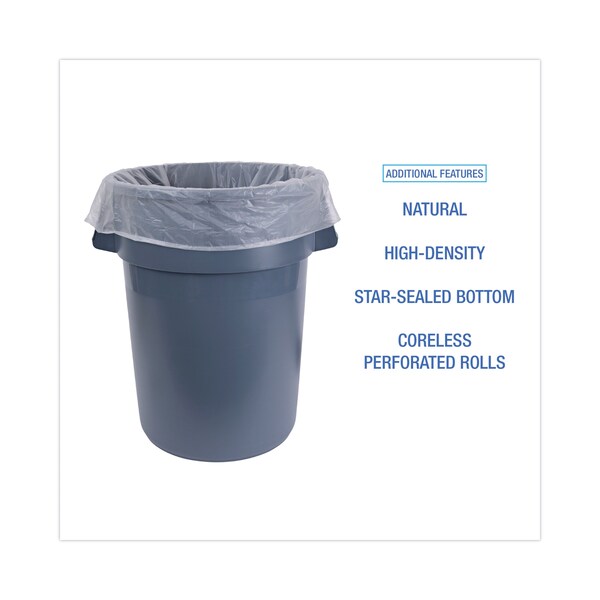 Boardwalk 60 gal Trash Bags, 38 in x 58 in, 14 microns, Natural, 200 PK - V7658HNKR01