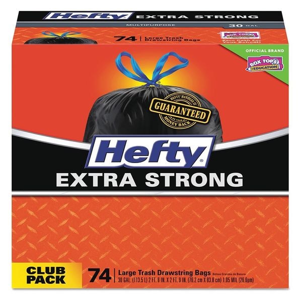 Hefty 30 gal 30 in x 33 in, Standard-Duty, 1.1 mil, Black - E85274