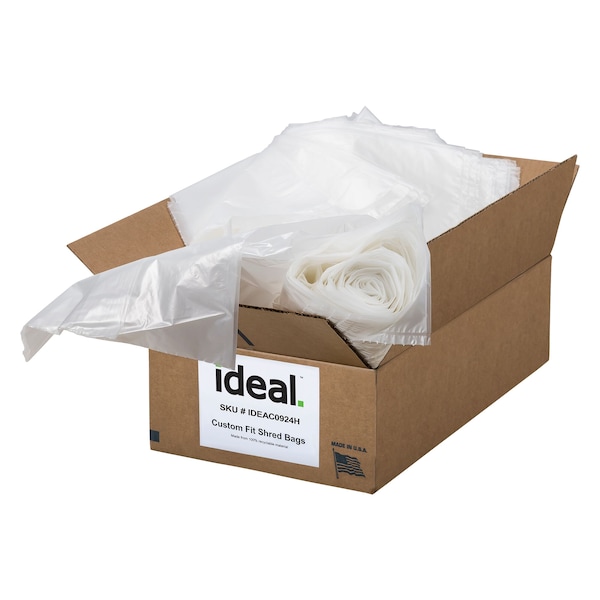 Ideal 79 gal Shredder Bags, 40 in x 58 in, Clear - IDEAC0924H