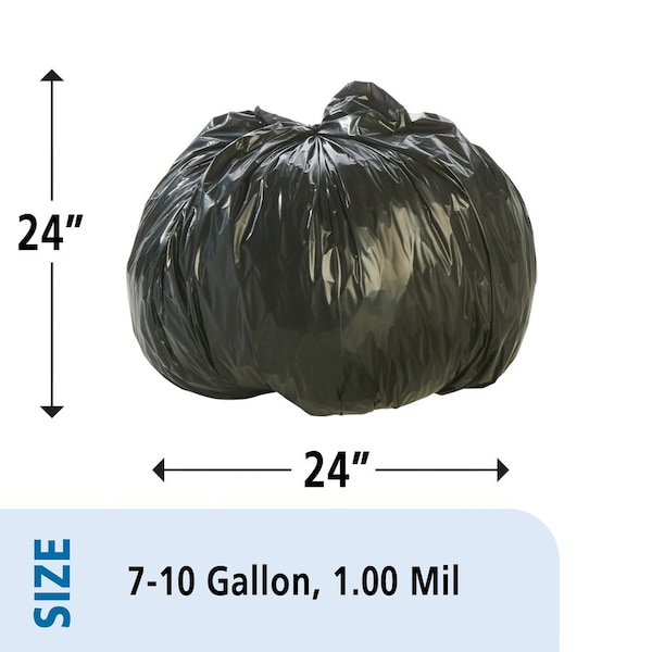Stout 10 gal Trash Bags, 1 mil (25 Micron), Black W/Brown, 250 PK - STOT2424B10