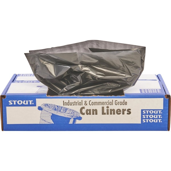 Stout 10 gal Trash Bags, 1 mil (25 Micron), Black W/Brown, 250 PK - STOT2424B10