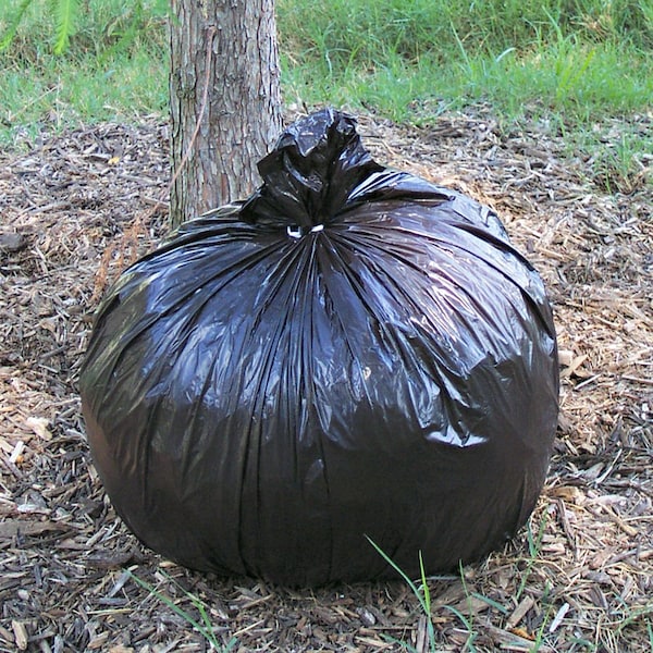 Stout 10 gal Trash Bags, 1 mil (25 Micron), Black W/Brown, 250 PK - STOT2424B10