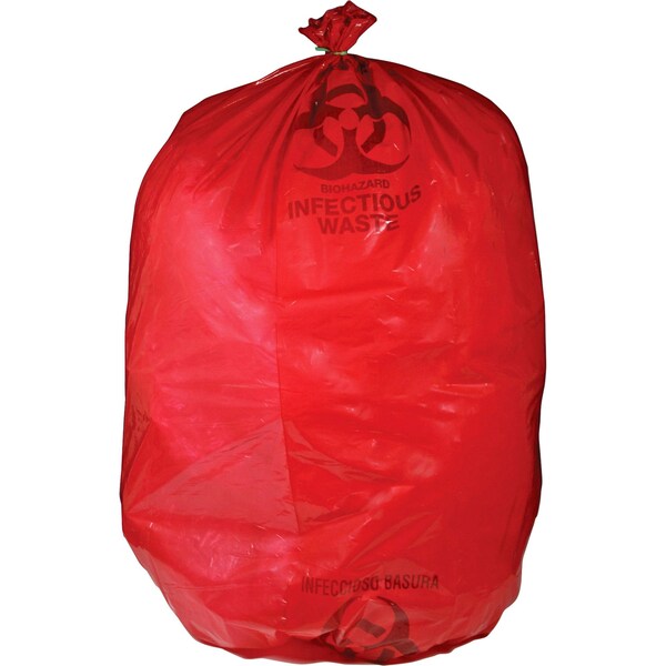 Medegen Biohazard Trash Bags, 33 gal, 1.50 mil (38 Micron), Red - RIWB142143