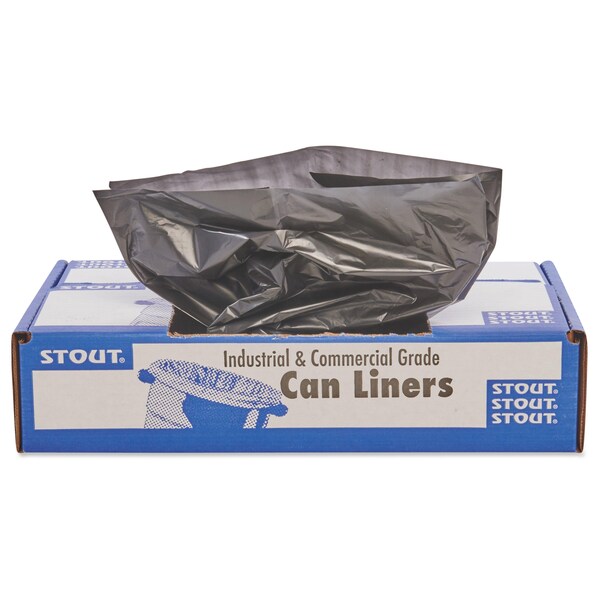 Stout 10 gal Trash Bags, 24 in x 24 in, Heavy-Duty, 1 mil, Brown/Black, 250 PK - T2424B10