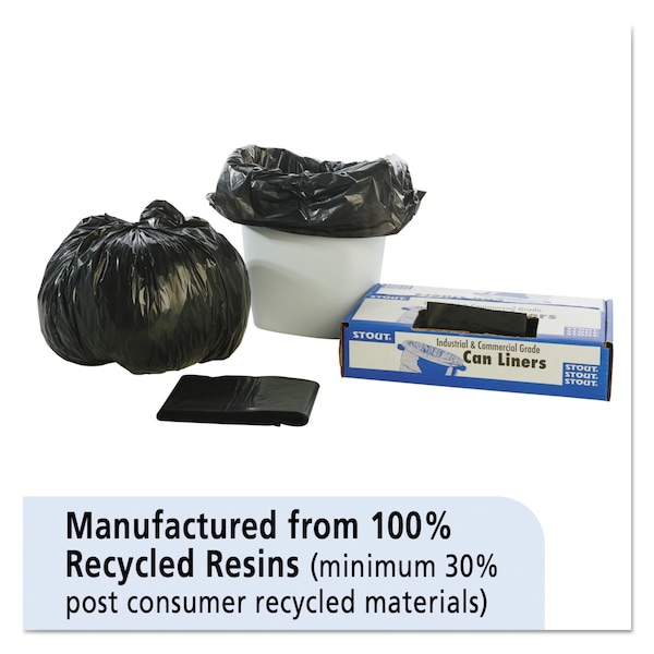 Stout 10 gal Trash Bags, 24 in x 24 in, Heavy-Duty, 1 mil, Brown/Black, 250 PK - T2424B10