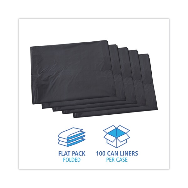 Boardwalk 60 gal Trash Bags, 38 in x 58 in, 1.1 mil, Gray, 100 PK - H7658SGK