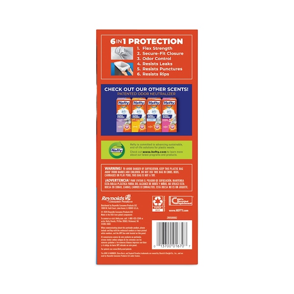 Hefty 13 gal Trash Bags, 22 in x 24.88 in, Standard-Duty, .9 Mil, White, 240 PK - E8-8356