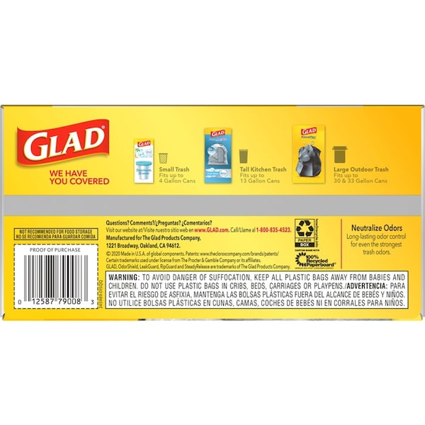 Glad Glad ForceFlex 13 gal No Scent Scent Tall Kitchen Bags Drawstring 40 pk 0.72 mil - 70355