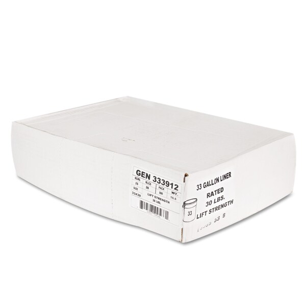 General Supply 33 gal Trash Bags, 33 in x 39 in, 9 microns, Natural, 500 PK - Z6639LN GR1