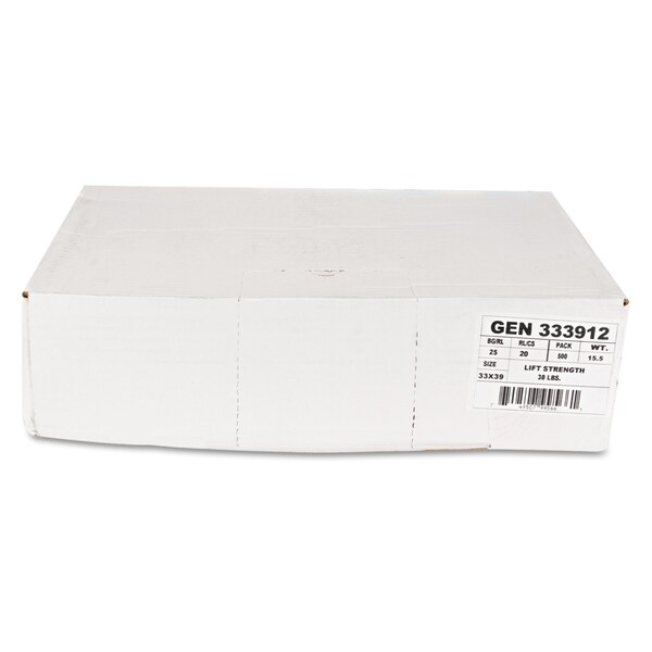 General Supply 33 gal Trash Bags, 33 in x 39 in, 9 microns, Natural, 500 PK - Z6639LN GR1