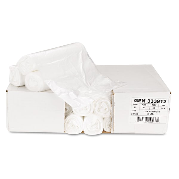 General Supply 33 gal Trash Bags, 33 in x 39 in, 9 microns, Natural, 500 PK - Z6639LN GR1