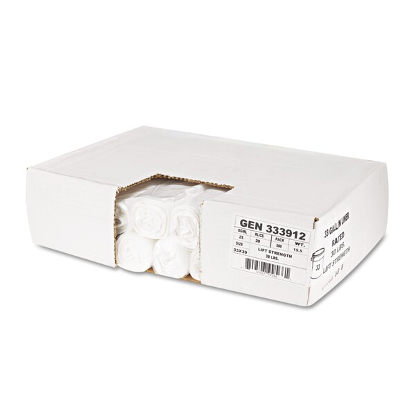 General Supply 33 gal Trash Bags, 33 in x 39 in, 9 microns, Natural, 500 PK - Z6639LN GR1