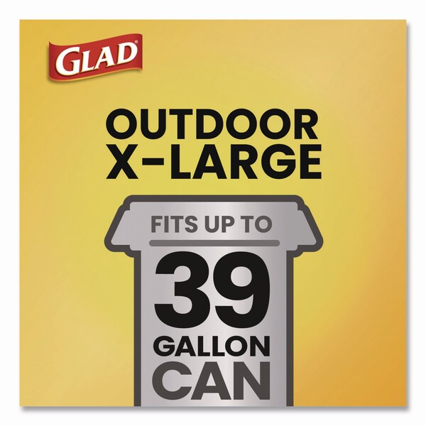 Glad Large Quick-Tie Trash Bags, Lawn and Leaf, 39 gal, 0.95 mil, 32.5 x 41, Black, 12PK - 70028