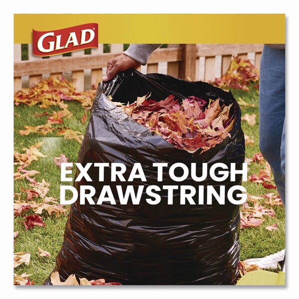 Glad Large Quick-Tie Trash Bags, Lawn and Leaf, 39 gal, 0.95 mil, 32.5 x 41, Black, 12PK - 70028