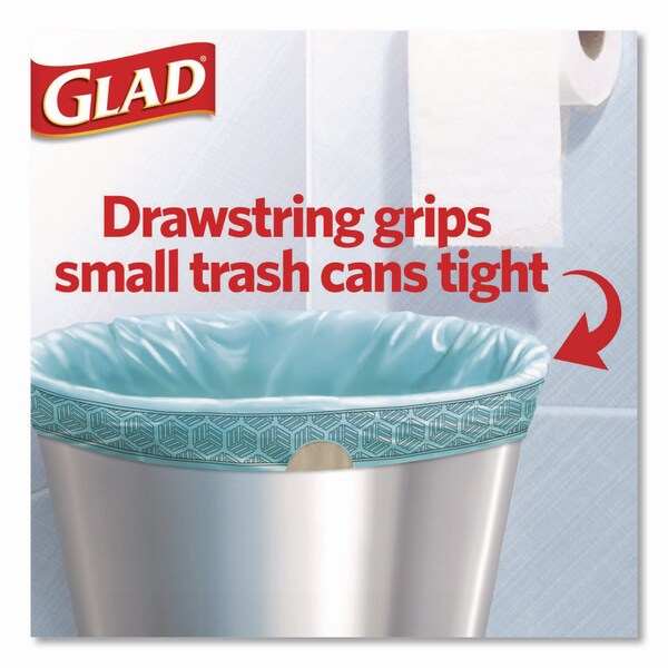 Glad OdorShield Small Drawstring Trash Bags, 4gal, Beachside Breeze Scent, 0.5mil, 18inx17in, Blue, 80PK - 79155