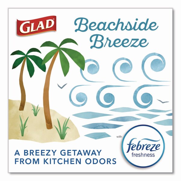 Glad OdorShield Small Drawstring Trash Bags, 4gal, Beachside Breeze Scent, 0.5mil, 18inx17in, Blue, 80PK - 79155