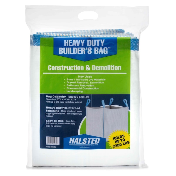 Durasack 2200 lbs. dry material Construction Trash Bags, White, 10 PK - BB-40CTN-10PK