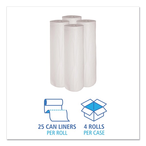 Boardwalk 45 gal Trash Bags, 40 in x 46 in, 0.6 mil, White - H8046HWKR01