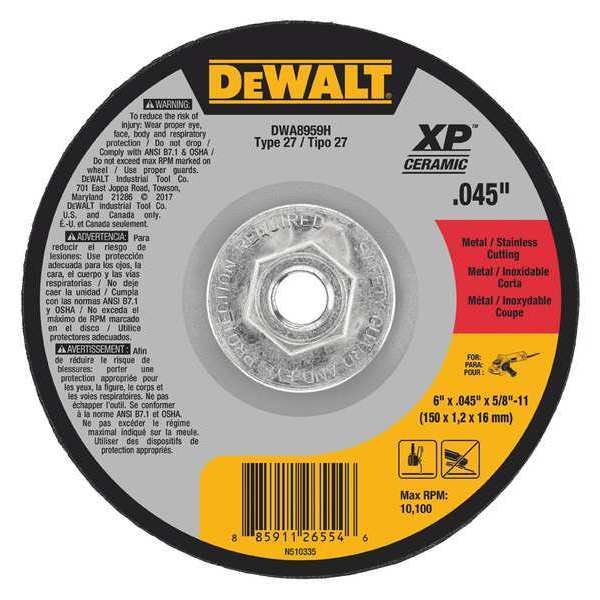 Dewalt 6" x .045" x 5/8"-11 T27 XP CER Mini Hub - DWA8959H 

Dewalt 6" x .045" x 5/8 "-11 T27 XP CER Mini Hub - DWA8959H