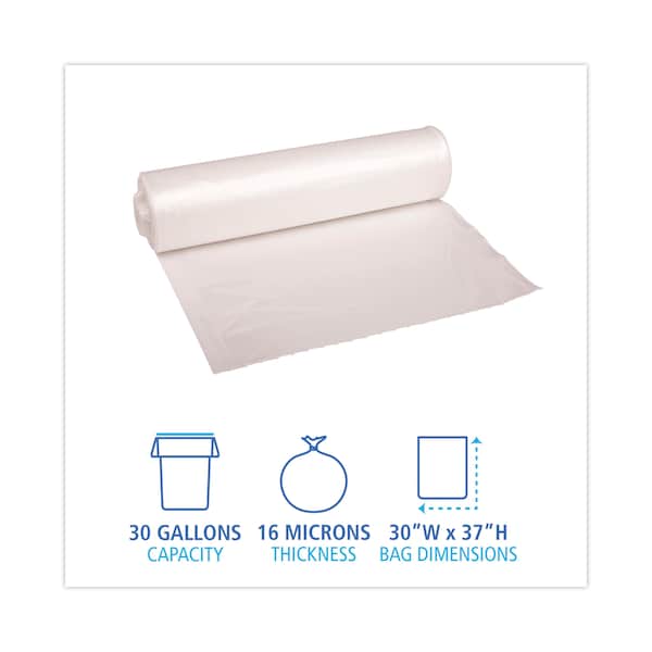 Boardwalk 30 gal Trash Bags, 30 in x 37 in, 16 microns, Natural - BWKRH3037S