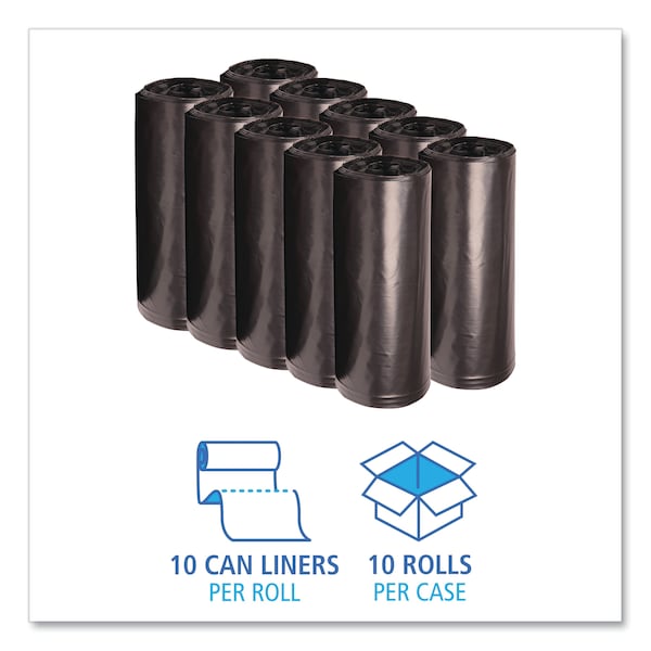Boardwalk 60 gal Trash Bags, 38 in x 58 in, Super Extra Heavy-Duty, 2.0 Mil, Black, 100 PK - BWK 526