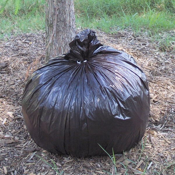 Stout 56 gal Trash Bags, 1.50 mil (38 Micron), Black W/Brown, 100 PK - STOT4349B15
