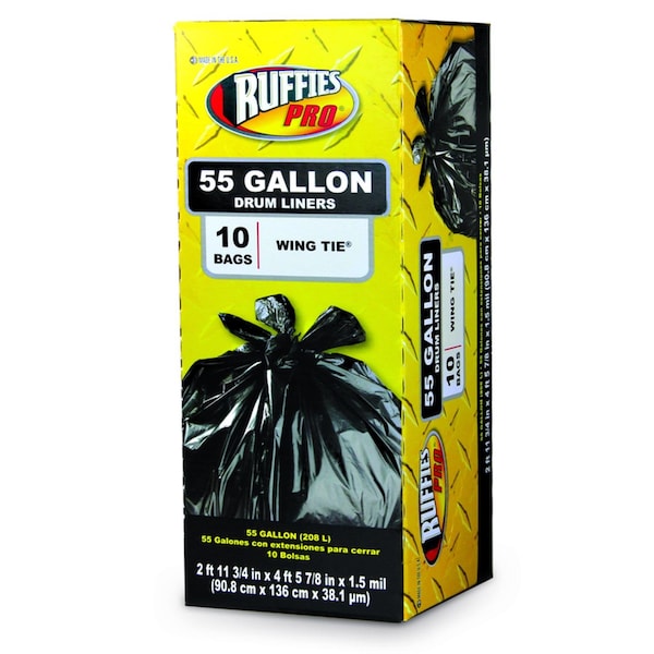 Ruffies Ruffies 55 gal Drum Liners Wing Ties 10 pk 1.5 mil - 1124920