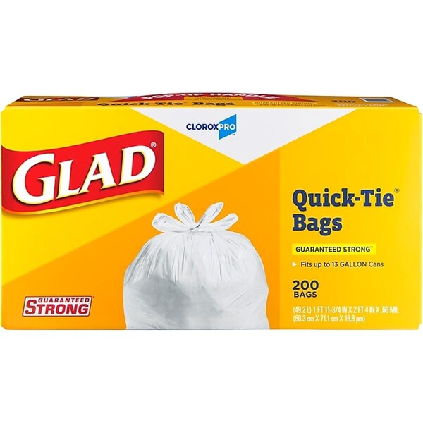 Clorox 13 gal Tall Kitchen Trash Bags, White - 200 per Box - 15931