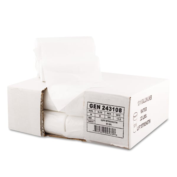 Gen 16 gal Trash Bags, 24 in x 31 in, Light-Duty, 7 microns, Natural, 1000 PK - Z4831LN GR1