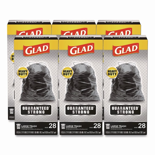 Glad 30 gal Trash Bags, 30 in x 33 in, Super Heavy-Duty, 1.05 Mil, Black - 78966