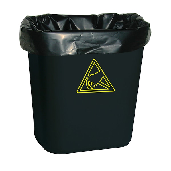 Transforming Technologies Conductive Trash Liners, 24" x 24", 3Mil, Black, 7-10 Gallon - WBAS-LB