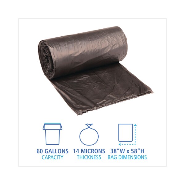 Boardwalk 60 gal Trash Bags, 38 in x 58 in, 14 microns, Black - V7658HKKR01