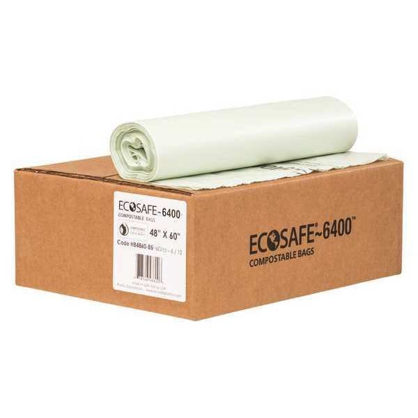 Ecosafe-6400 64 gal Trash Bags, 48 in x 60 in, Extra Heavy-Duty, 0.85 mil, Green - HB4860-8
