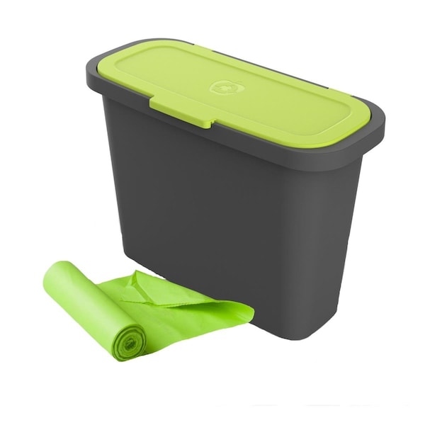 Extras 2.4 gal Kitchen Caddie with Green Corn Bags - Black & Green - EX2649289