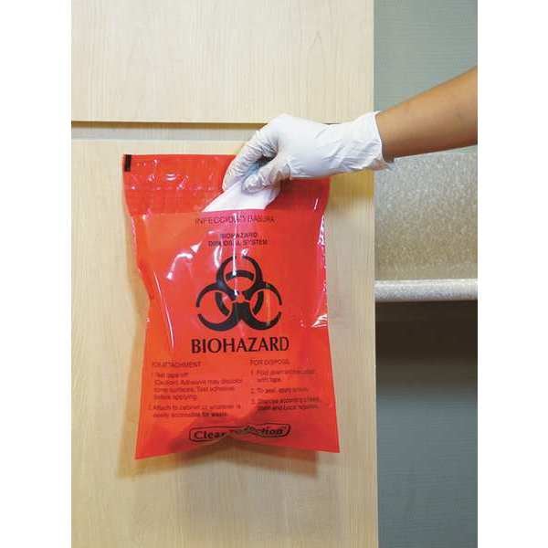 Zoro Select Biohazard Bags, 1 gal., Red, PK100 - MRWB142324