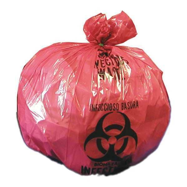 Zoro Select Biohazard Bags, 8 to 10 gal., Red, PK500 - RIWB142700