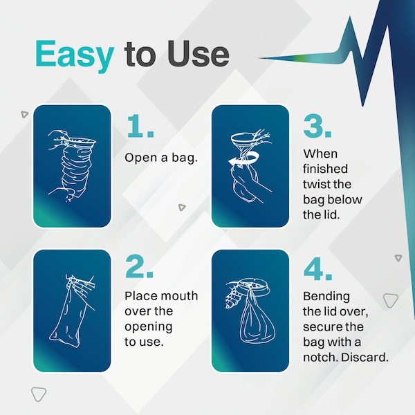 Fifthpulse Emesis Bags Medical Grade, Leak Resistant and Individually Wrapped 1000ml, Navy Blue, 20PK - FMN100644